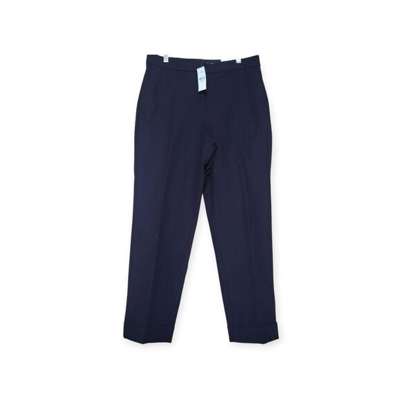 Ann Taylor THE ANKLE High Rise Cuffed Pant Slim Leg Navy Sz. 8 Career Preppy New - Picture 8 of 9